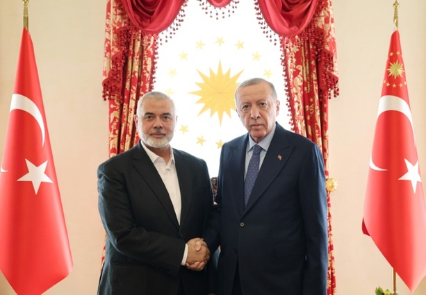 Bild vergrößern: Erdogan ruft Palästinenser bei Treffen mit Hamas-Chef zur Einheit auf