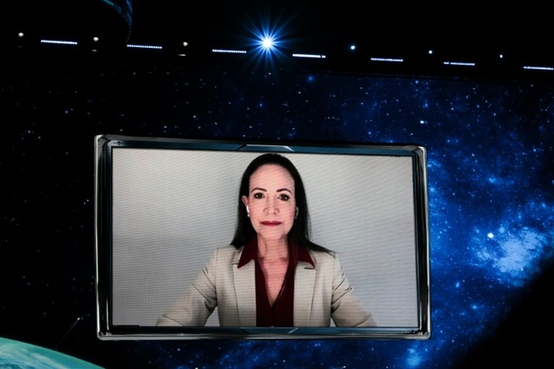 Bild vergrößern: Venezolanische Oppositionsführerin Machado blickt auf neue Ära ohne Maduro