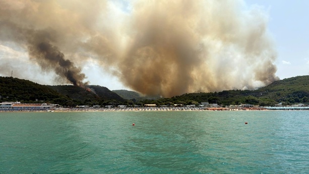 Bild vergr&ouml;&szlig;ern: Waldbrand an italienischer Adriaküste: Hunderte Menschen mit Schiffen evakuiert